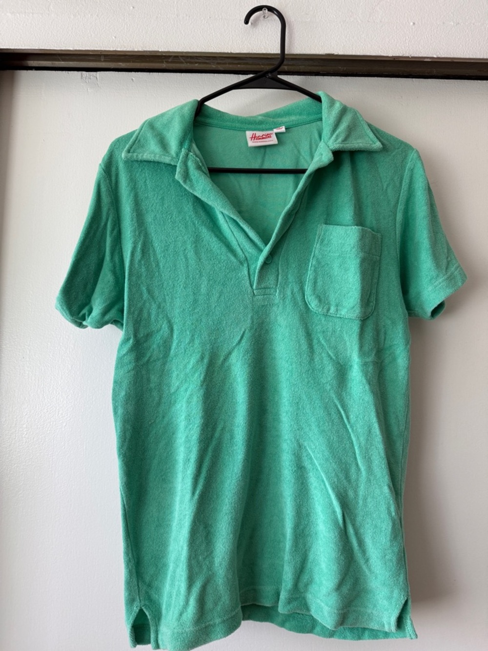 Hanes Men’s Green Polo Terry Cloth Shirt